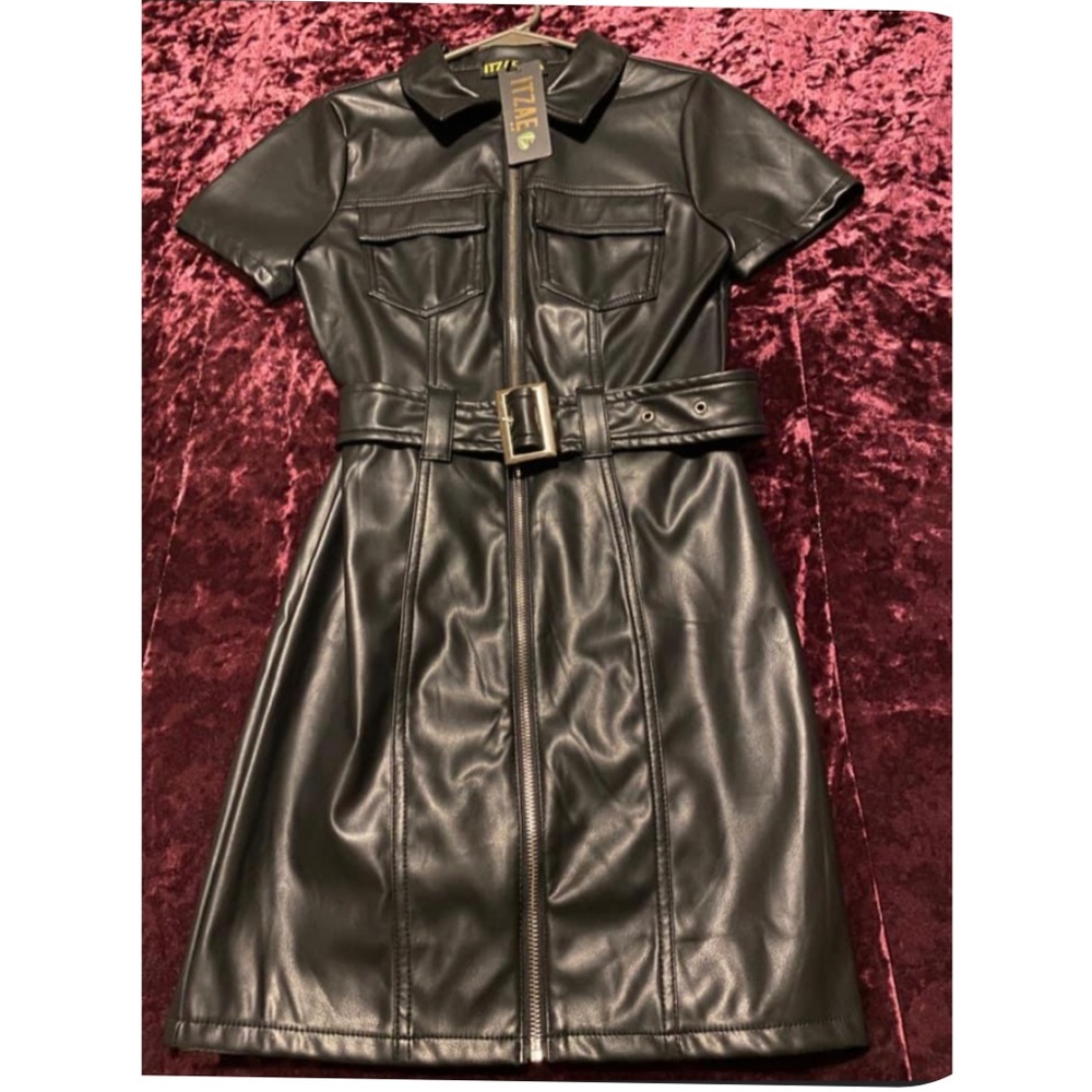 Black leather dress